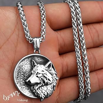 Amazon.co.jp: ネックレス バイキング ウルフヘッド ステンレス