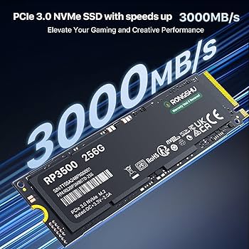 256GB NVMe SSD M.2 SSD PCIe 3.0×4, Read Up to 3,500 MB/s, M.2 2280