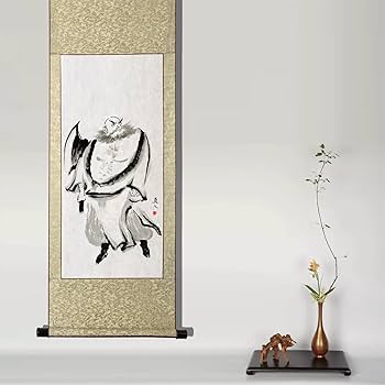 Amazon.co.jp: 掛軸(掛け軸) 水墨画『水滸伝』の英雄人物/李逵 四尺四