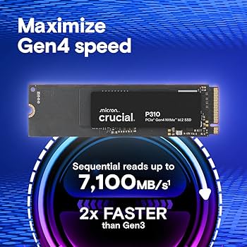 Crucial P310 1TB 2280 PCIe Gen4 3D NAND NVMe M.2 SSD – Up to 7,100