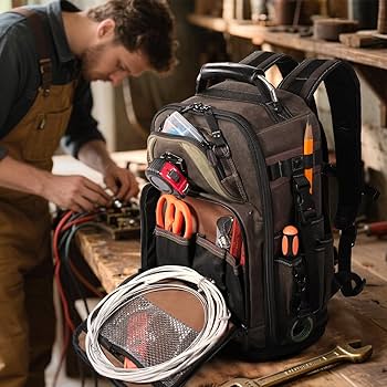 WELKINLAND 36-Pockets Electrician Backpack, Hard-Based HVAC