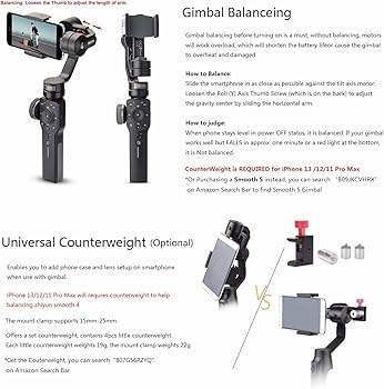 Amazon.com: Zhiyun Smooth 4 Gimbal Stabilizer for Smartphone