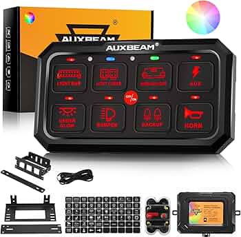Amazon.co.jp: Auxbeam 8ギャングスイッチパネル RA80 XL RGB 5インチ