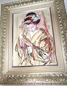 Amazon.co.jp: 小磯良平、絵画、油彩4号、化粧する舞妓、肉筆、高級