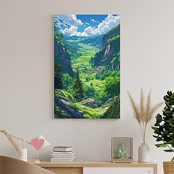 Amazon.co.jp: ポスター 山 自然 風水 絵 山の絵 緑の絵 玄関 開運