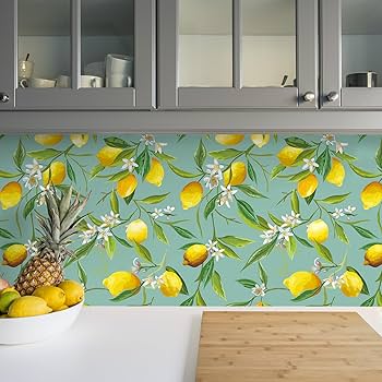 VEELIKE Green Lemon Peel and Stick Wallpaper Lemon Branches Floral