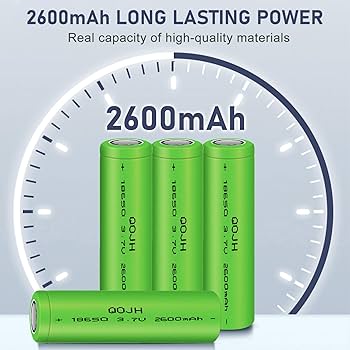 Amazon.com: QOJH 18650 Flashlight Rechargeable Battery, 3.7v