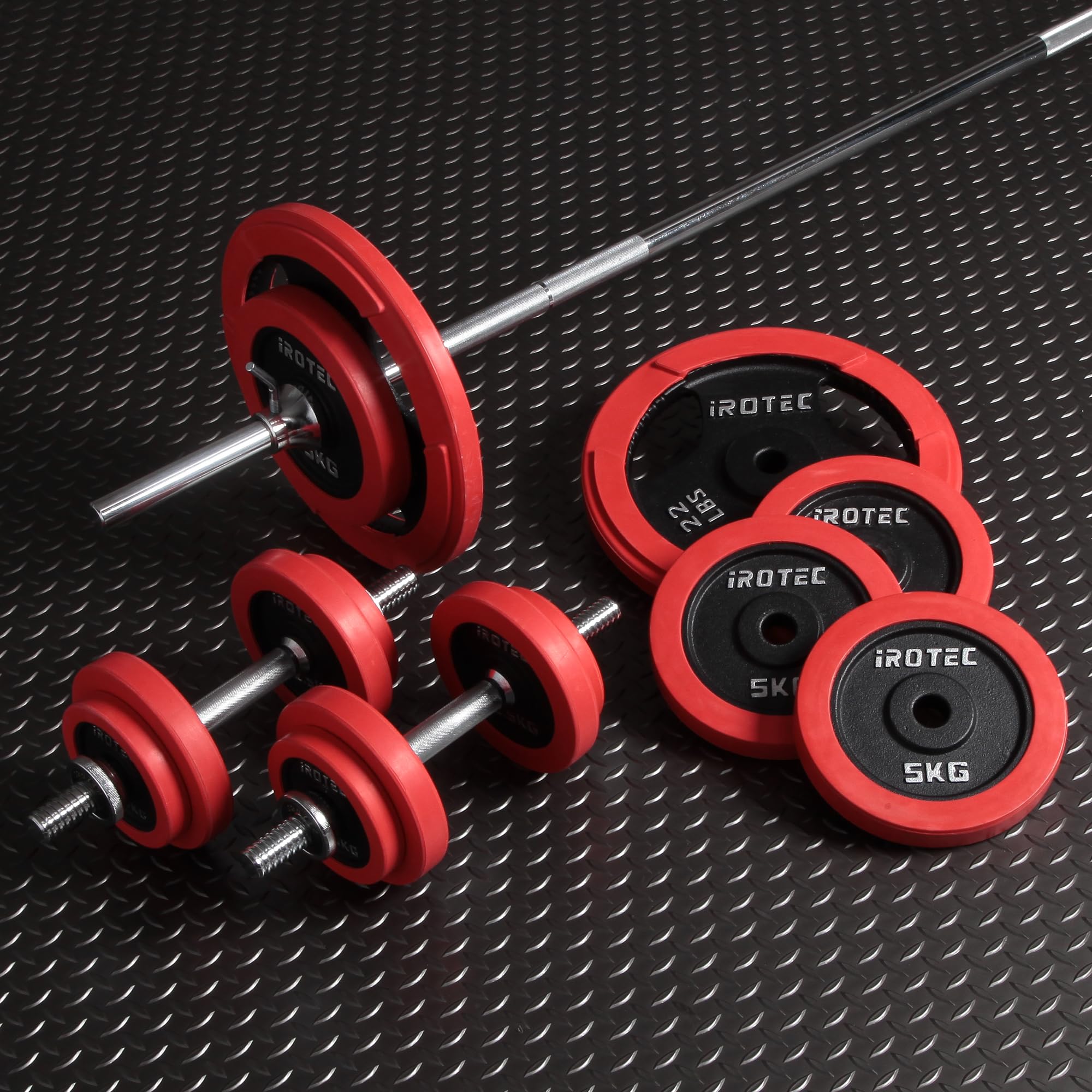 Amazon | IROTEC（アイロテック）ラバーバーベル ダンベル 70kg セット