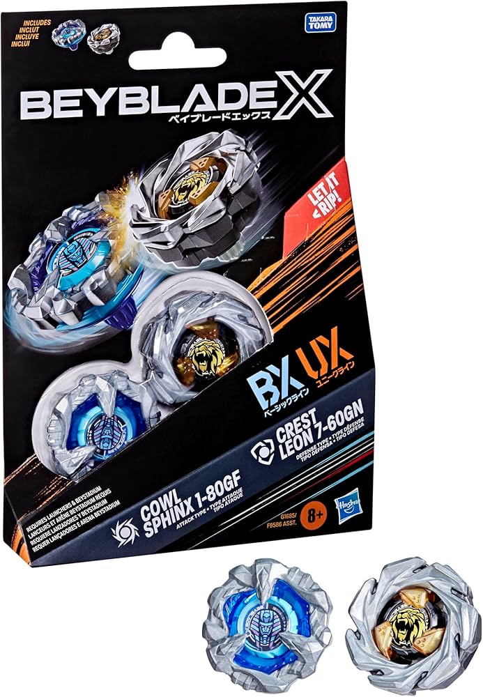 Amazon.com: Beyblade X Cowl Sphinx 1-80GF BX & Crest Leon 7-60GN