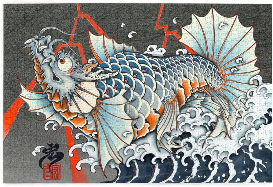 Amazon.co.jp: 龍魚 浮世絵 パズル 1000ピース 木製 ジグソーパズル
