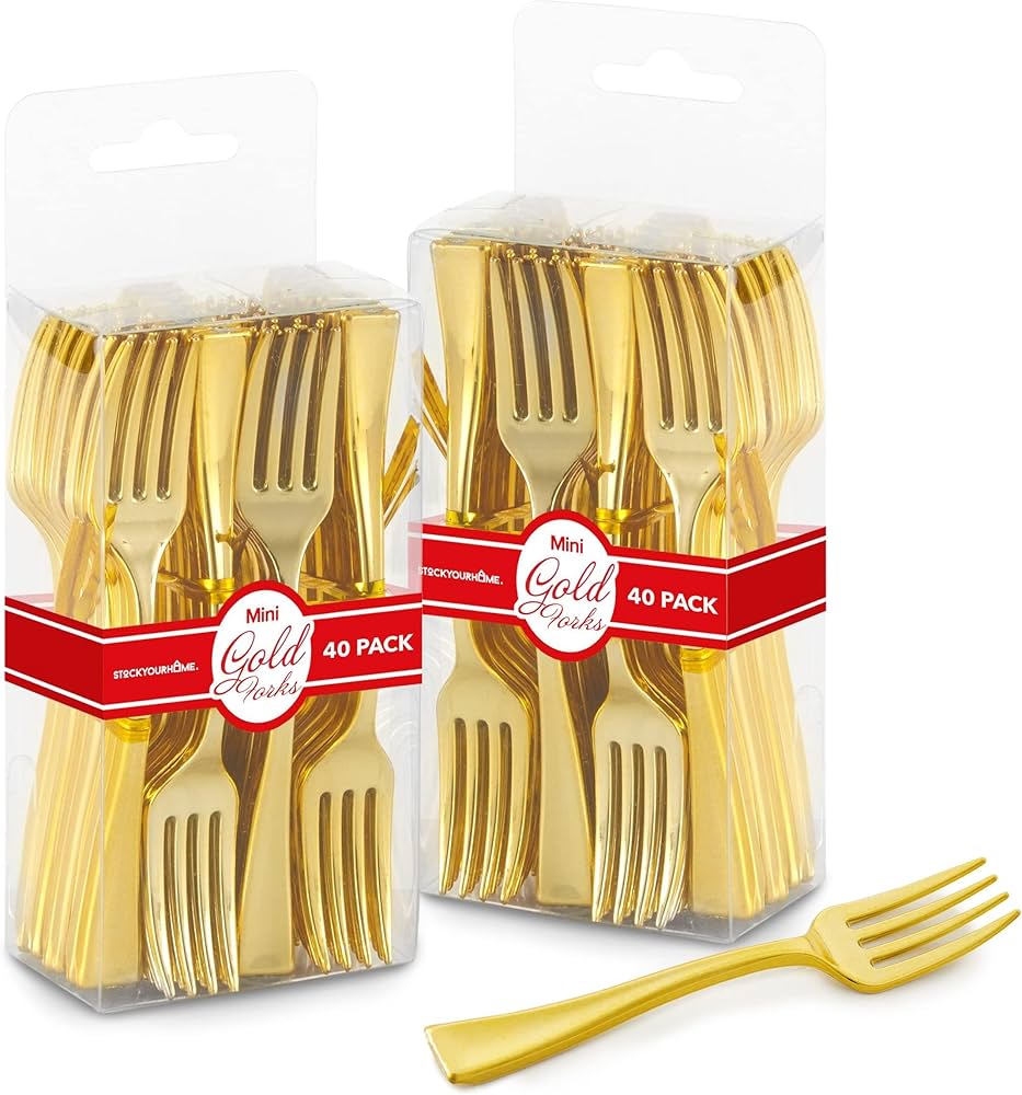 Amazon.com: Gold Mini Forks 4 Inch (80-Count) Disposable Plastic