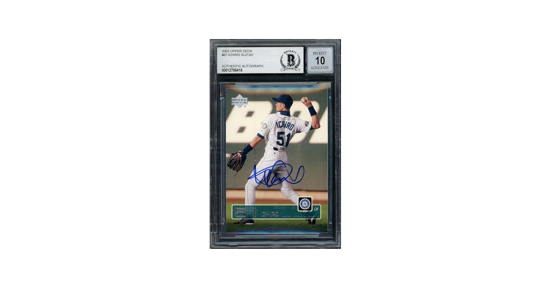 Amazon.com: Ichiro Suzuki Autographed 2003 Upper Deck Card #67