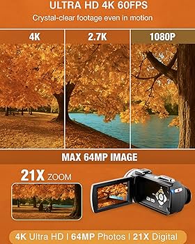 Amazon.com : ZIMOCE 4K 60FPS Video Camera Camcorder with HDMI