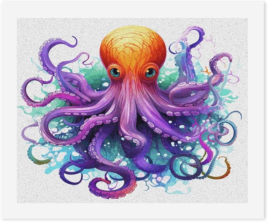 Amazon | SKTNBM デジタル油絵、カラフルなタコのプリントDIY油絵