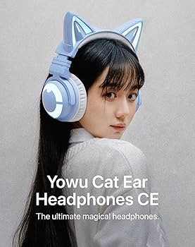 Amazon.com: YOWU Cat Ear Headphones CE, Wired/Wireless Blue Gaming