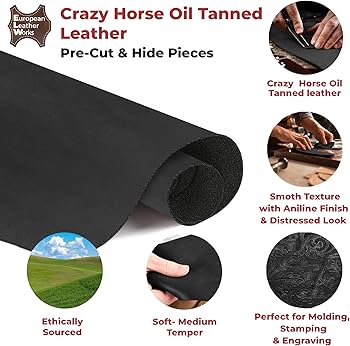 Amazon.com: ELW Crazy Horse Leather 5-6 OZ (2-2.4mm) | Black | Pre