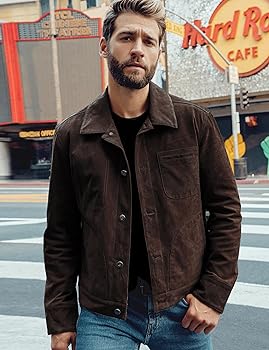 Amazon | [FLAVOR] メンズ 本革 スエード レザージャケット カジュアル