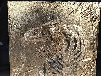 Amazon.co.jp: 額装 純金鍍金 虎 金メッキ 金張り 額縁 工芸品 レトロ