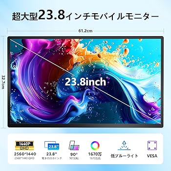 Amazon.co.jp: Laptomo D1 モバイルモニター 23.8インチ 2K QHD 1440P