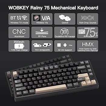 Amazon.com: KEEBMONKEY WOBKEY Rainy 75 CNC Aluminum HMX/JWK/Cocoa