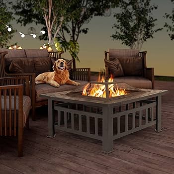Amazon.com : 32 Inch Outdoor Fire Pit with Spark Screen Lid and