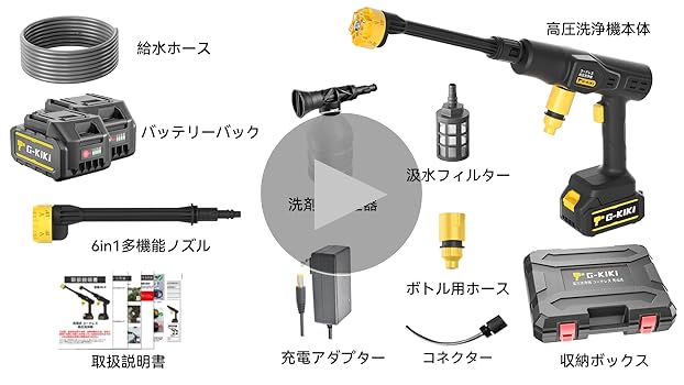 Amazon | 高圧洗浄機 コードレス 充電式【洗車スタッフ監修】高圧洗浄