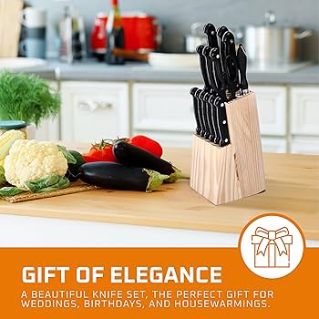 Amazon.com: Bruntmor Cooking Knife Set - Black Stainless Steel