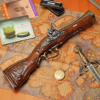 Amazon.co.jp: スペイン製 フリントロック式 中世 古式銃 西洋武具