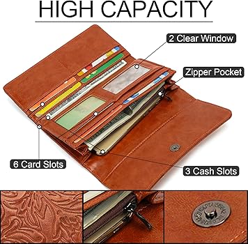 Amazon.com: MEITRUE Women's Wallet Leather RFID Blocking Trifold