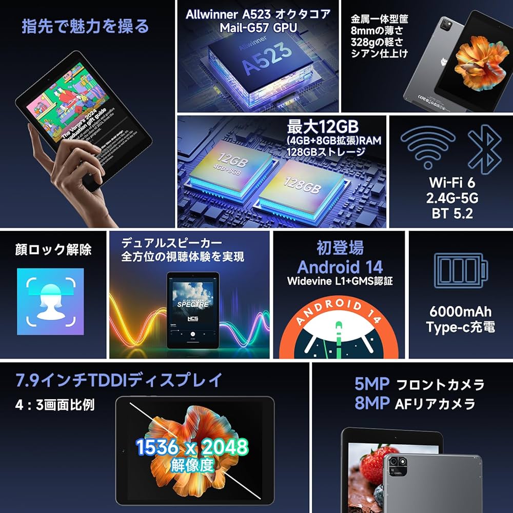 Amazon.co.jp: 【タブレット 7.9インチ 2K IPS画面】Bmax アンドロイド