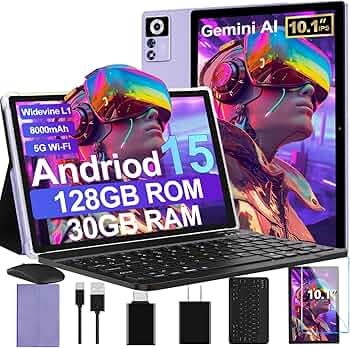 Amazon.com : 2025 Android 15 Tablet with Keyboard | Gemini AI