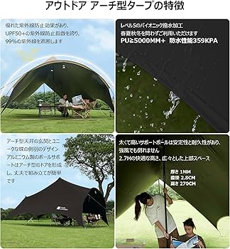 Amazon | MOBI GARDEN タープアーチ型 ブラック | MOBI GARDEN | タープ