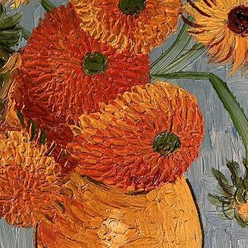 Amazon.co.jp: 手書き油絵 ゴッホ ひまわり 青 額付 絵画 インテリア