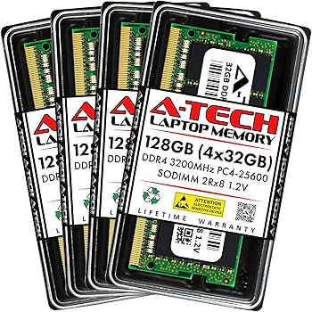 A-Tech 128GB (4x32GB) DDR4 3200 MHz SODIMM PC4-25600 (PC4-3200AA