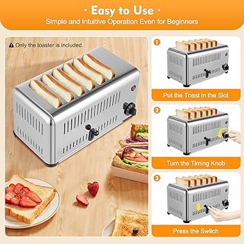 Amazon.com: 6 Slot Commercial Toaster - 6 Slice Wide Slot