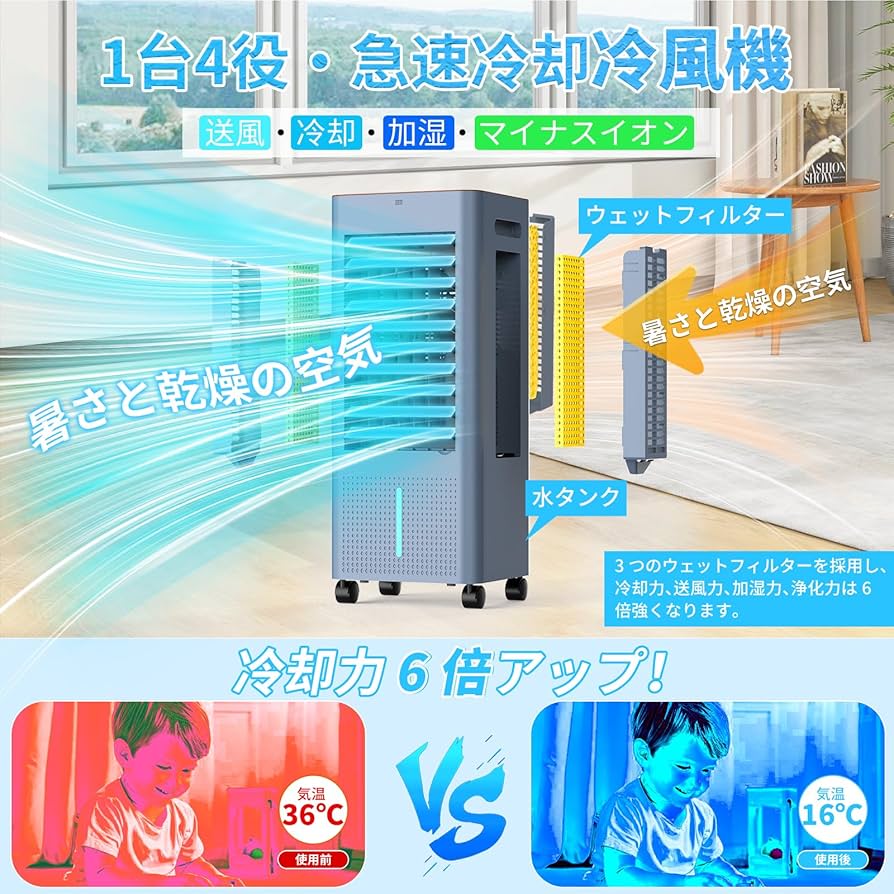 Amazon.co.jp: 冷風機 強力 人気 冷風扇風機 冷風扇【1台4役・急速冷却