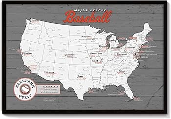 Amazon.com: GeoJango Framed Baseball Stadium Map, Wood Edition
