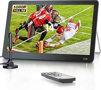 Amazon | アンテナ付き14インチポータブルテレビ、DESOBRYポータブル