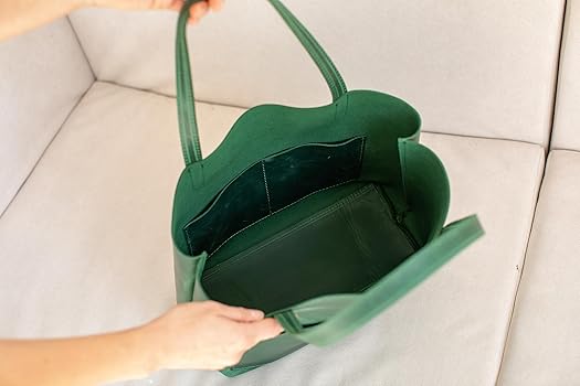 Amazon.com: Green leather tote bag for women shoulder shopper