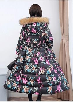 Amazon.co.jp: [TRVELBETT] 超ロング ダウンコート 花柄 カラフル