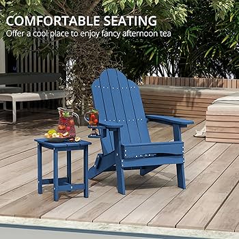 Amazon.com : LUE BONA Folding Adirondack Chair Set of 2, Navy Blue