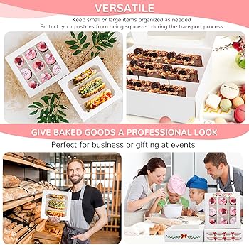 Amazon.com: Zealax 9 Inch Bakery Boxes with Window and Dividers