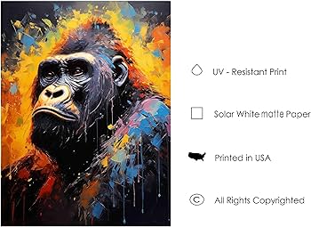 Amazon.com: Gorilla Art Print, Animal Painting Wall Art Abstract