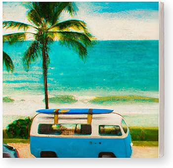 Amazon.co.jp: 海の絵 キャンバス アート パネル ビーチ 車 夏 サマー