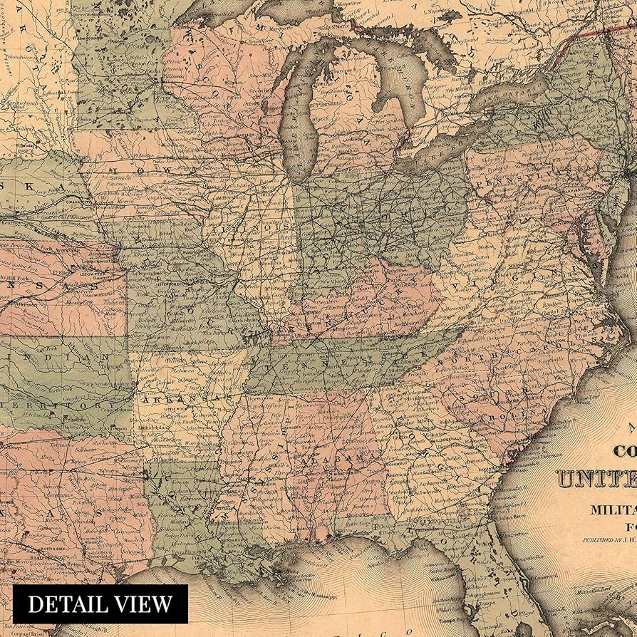 Amazon.co.jp: HISTORIX ビンテージ 1861 アメリカ軍地図 - 18x24