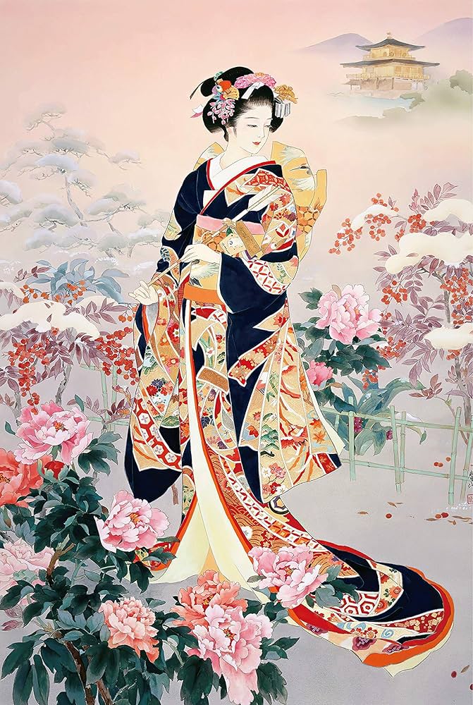 Amazon.com: Funnybox Golden Kimono Beauty Paintings by Haruyo
