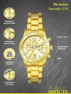 Amazon.com: Invicta Men's 1270 Specialty Chronograph Gold Dial 18k