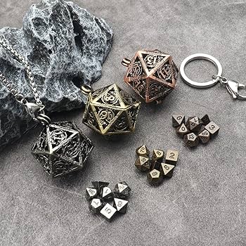 Amazon.com: Haxtec Mini Metal DND Dice Set with Hollow Necklace