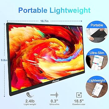 Amazon.co.jp: 18.5インチ ノートパソコン用ポータブルモニター、1080P