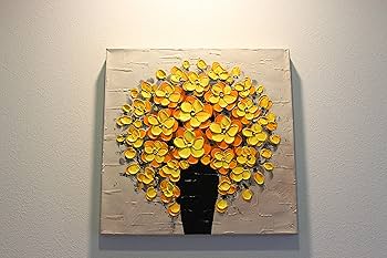 Amazon.co.jp: fuusui8 風水によい絵画 「花瓶の花々」金運 (黄色